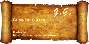Gyenis Gyula névjegykártya